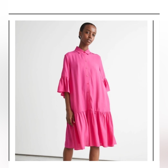 & Other Stories Dresses & Skirts - & Other Stories Buttoned Ruffle Midi Dress Pink